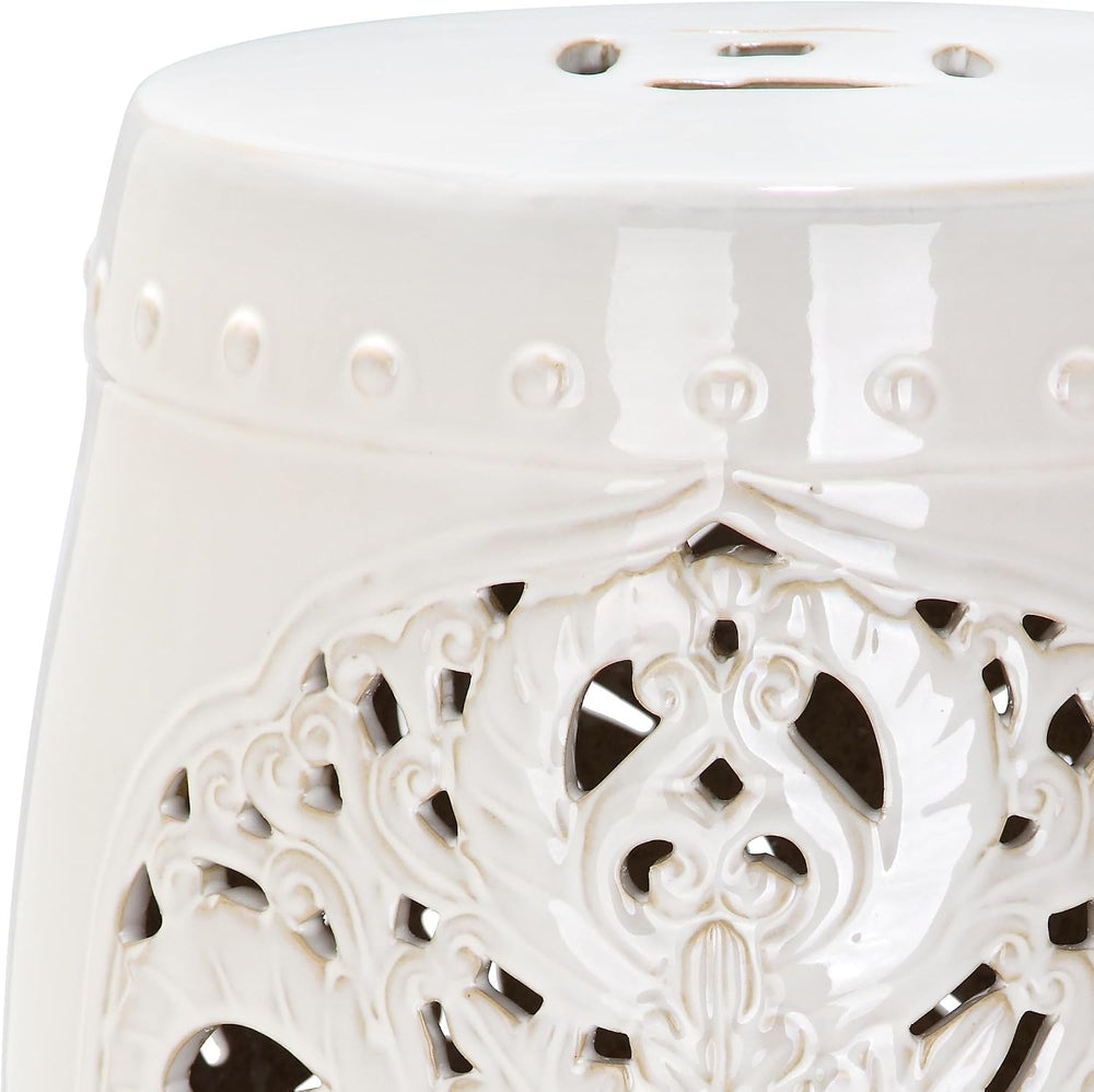 SAFAVIEH Furniture - Flora Decorative Garden Stool - Creme - Ceramic - Artisa...