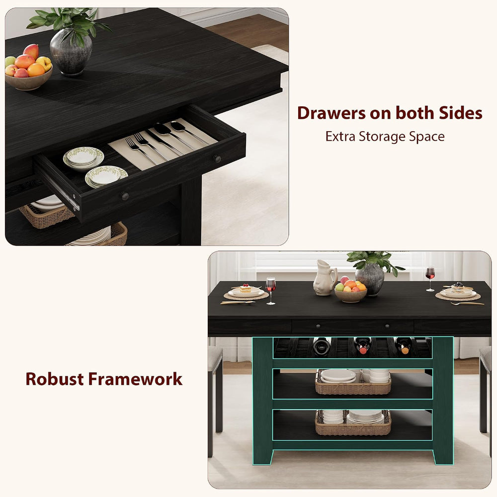 Garvee Rectangular Large Counter Height Dining Table with Storage for 4-6