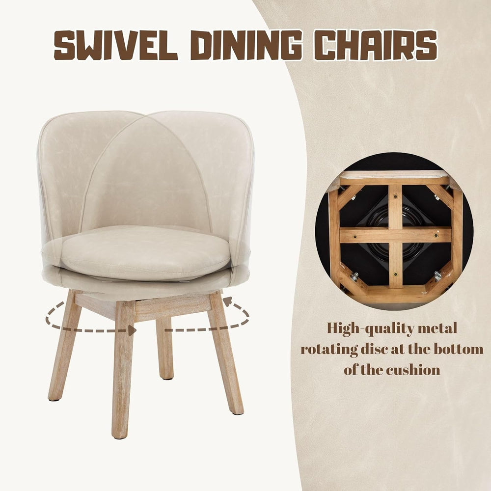 ROCITY Swivel Dining Chairs Set of 6, Faux Leather Kitchen Chairs with Solid ...