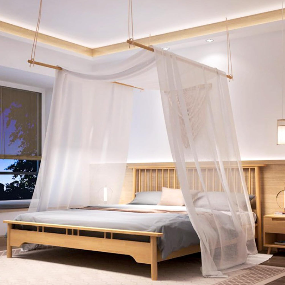 Comtelek King Canopy Bed Curtains - Queen & Full Bed 60 * 225in White Tul...