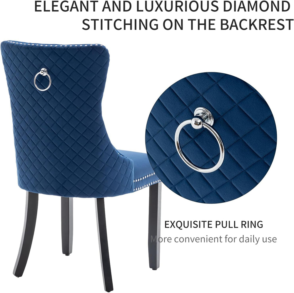 Velvet Dining Chairs Set of 4, Upholstered Dining Room Chairs with Nailhead T...