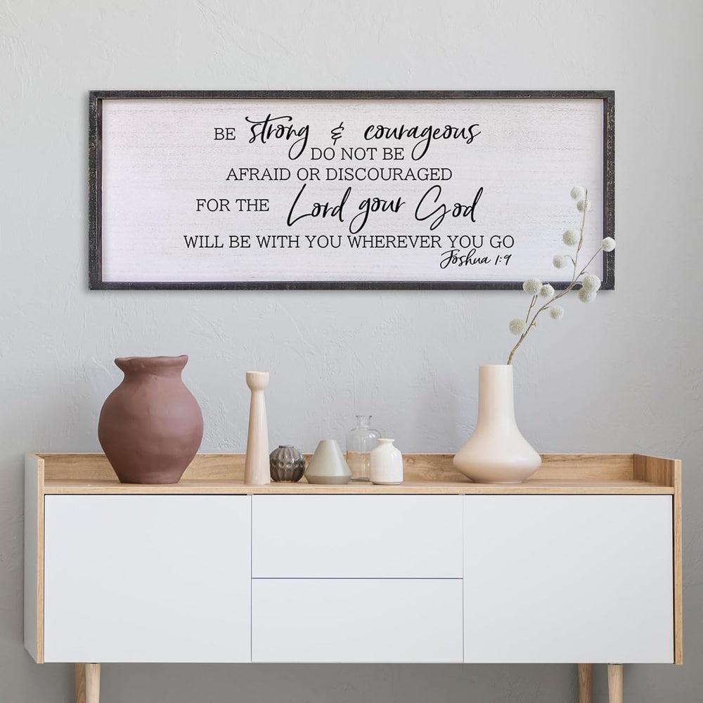 Be Strong And Courageous Sign Wall Decor 40"x15" Large Farmhouse Li...