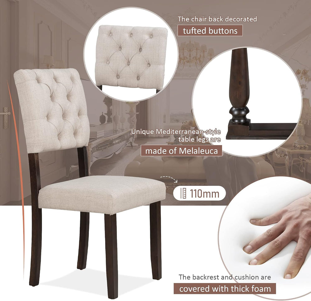 Merax 6 Pieces Dining Table Chair Set with Bench, Rectangle 4 Upholstered Cha...