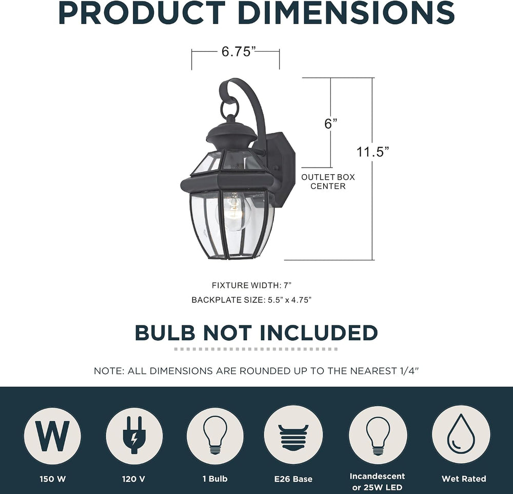 Quoizel Newbury 12" Outdoor Wall Lantern, Mystic Black