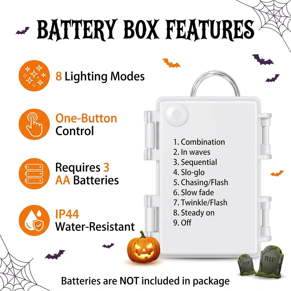 Halloween Skeleton Arm Stakes 4‑Pack, 160 Green LED Battery‑Powered Lights