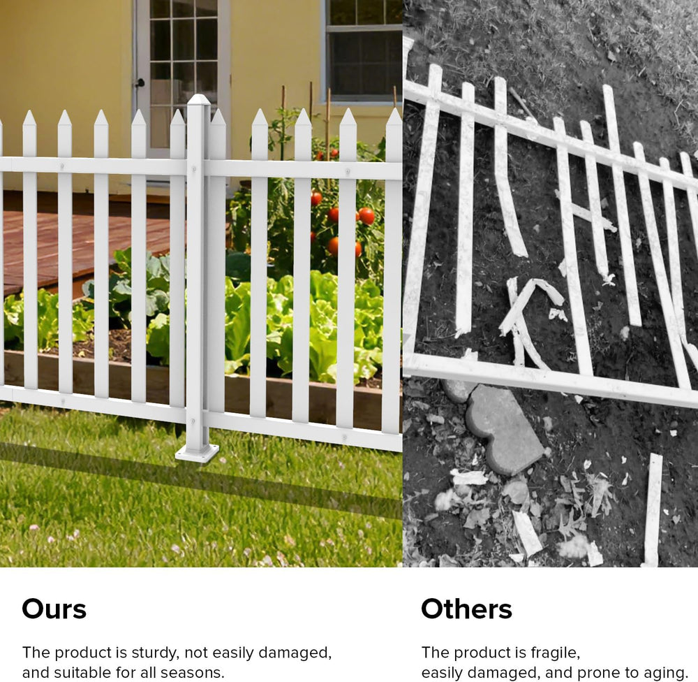 1 Set Vinyl Picket Fence Panels White 84''Wx36''H PVC Decorat...