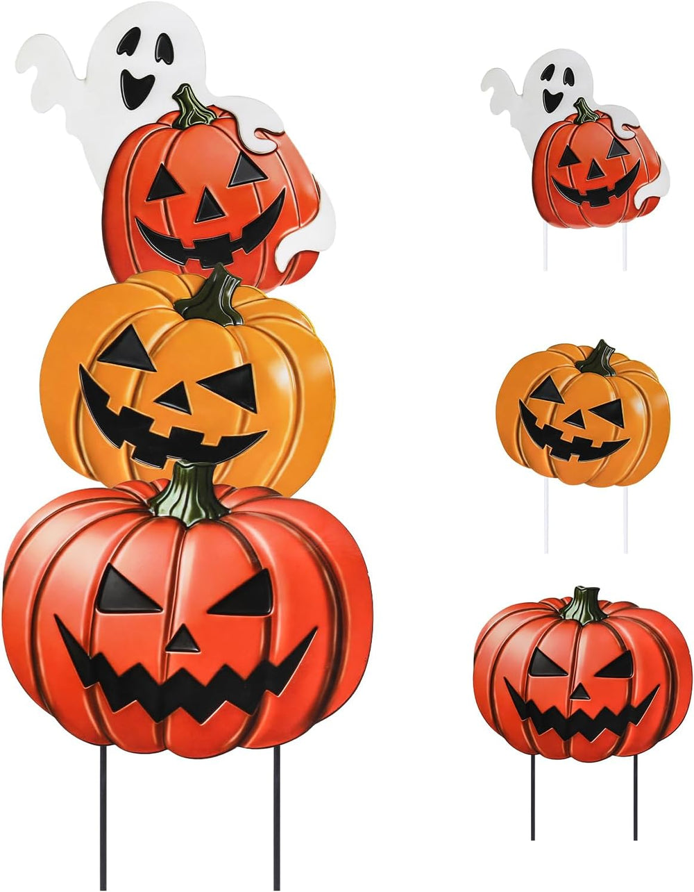 VCUTEKA Halloween Outdoor Decor Pumpkin Stake Yard Sign Garden Stake 3 PCS