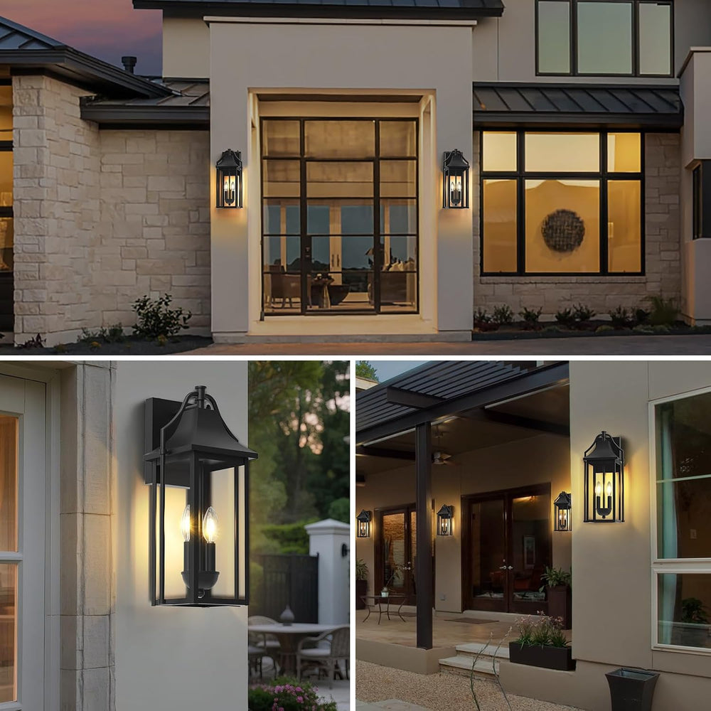 18IN Dusk to Dawn Outdoor Wall Sconce, 2-E12 Base Porch Light