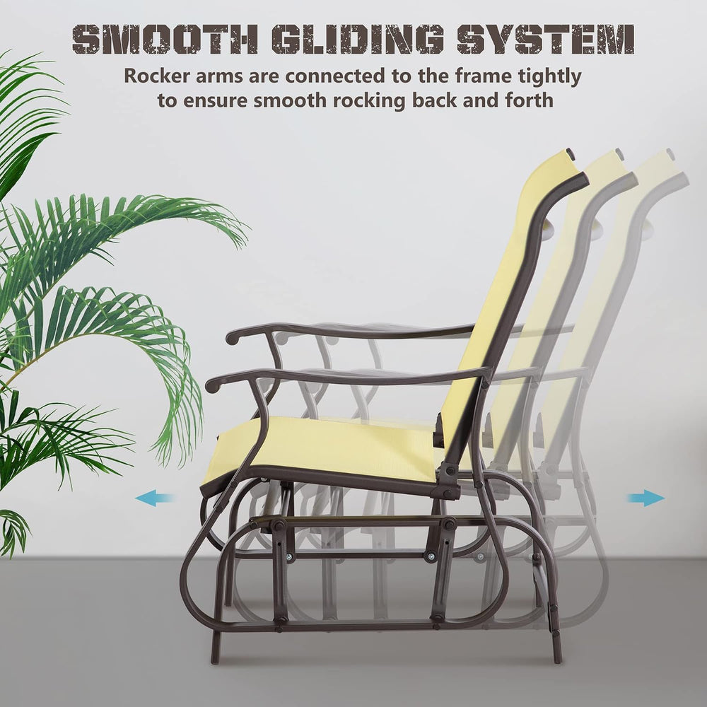 Outsunny Outdoor Glider Chair Patio Garden Steel Frame Beige