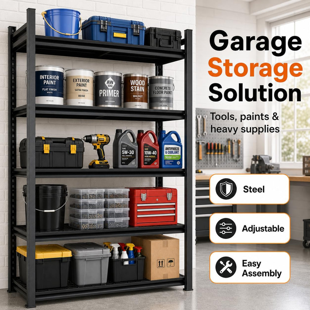 63" H Garage Shelving, Heavy Duty Storage Shelves, Garage Storage Shelve...