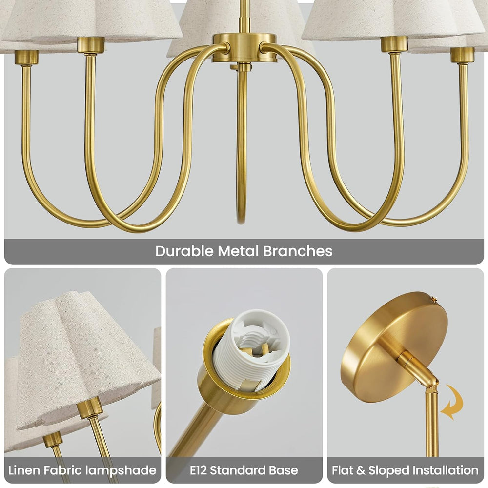 Brass Gold Chandeliers for Dining Room, 28"Light Adjustable Antique Mode...