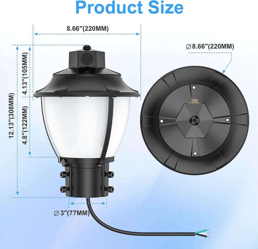 LED Post Top Light with Dusk to Dawn Photocell 60W LED Pole Area Lights ETL