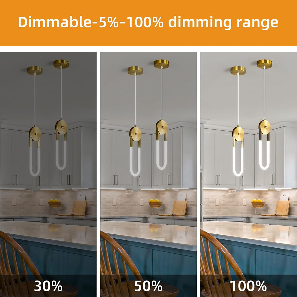 Modern Gold LED Pendant Light Fixture Oval Adjustable Pendant Lighting for Ki...