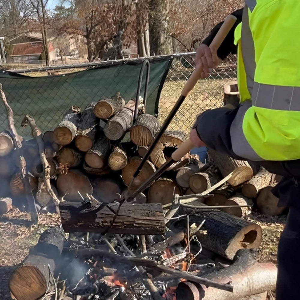 42" Fire Log Grabber & Fire Poker Set with Storage Bag, Portable Det...