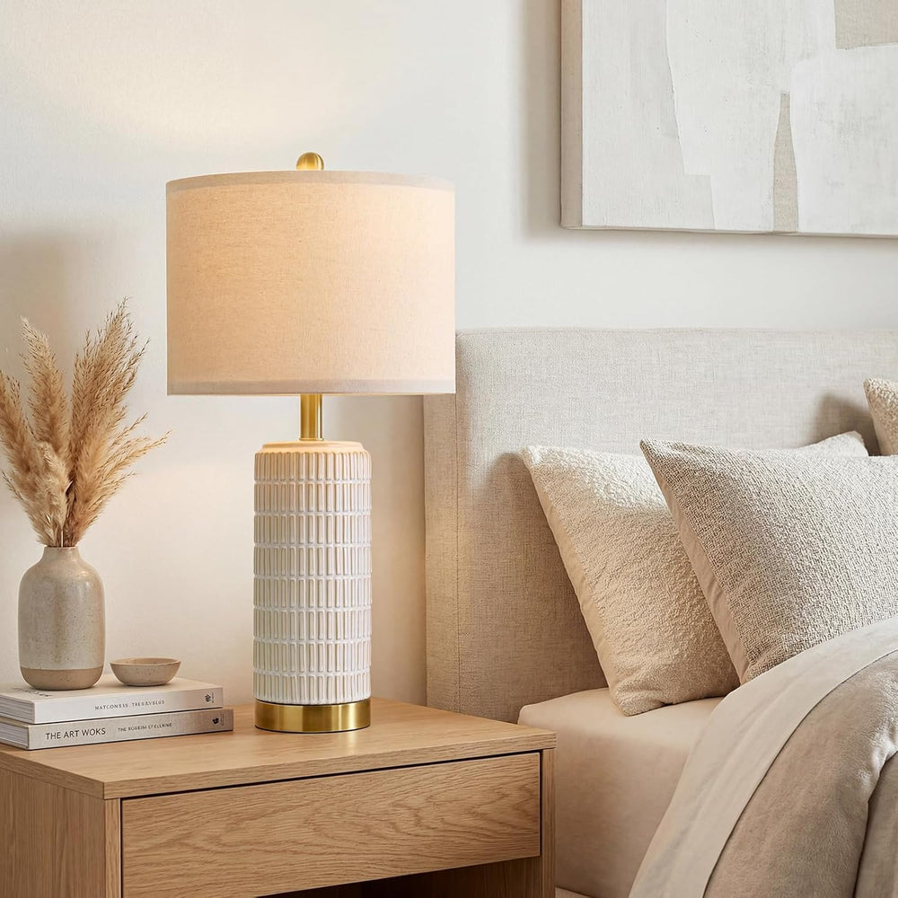 PoKat 25'' Modern Table Lamps Set of 2 for Living Room with Gold Base...