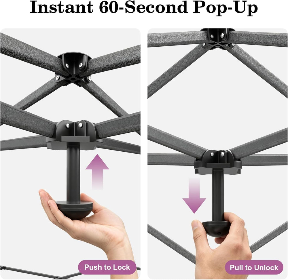 10x10 Pop Up Canopy with Sidewall, One Push Easy Setup, White