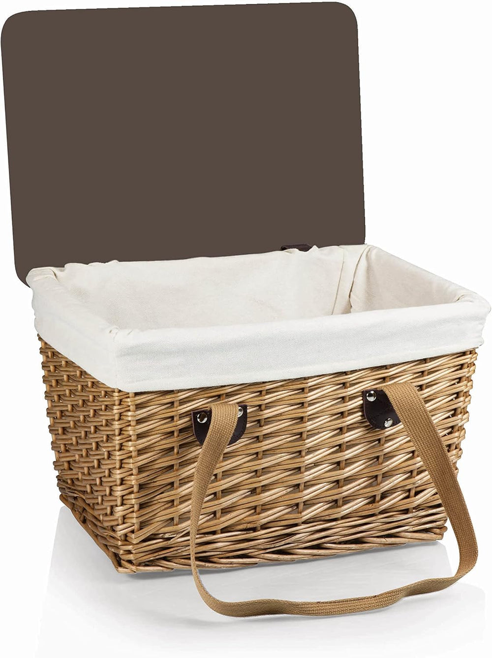 PICNIC TIME Canasta Wicker Picnic Basket, Classic Small Wicker Basket for 2 w...