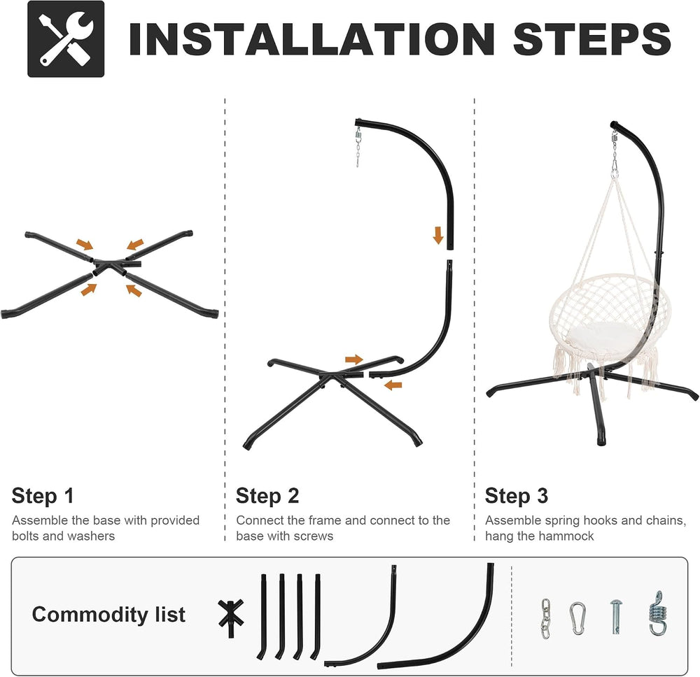 Elevon Hammock Chair Stand Only, Hanging Hammock Swing Stand for Outside with...
