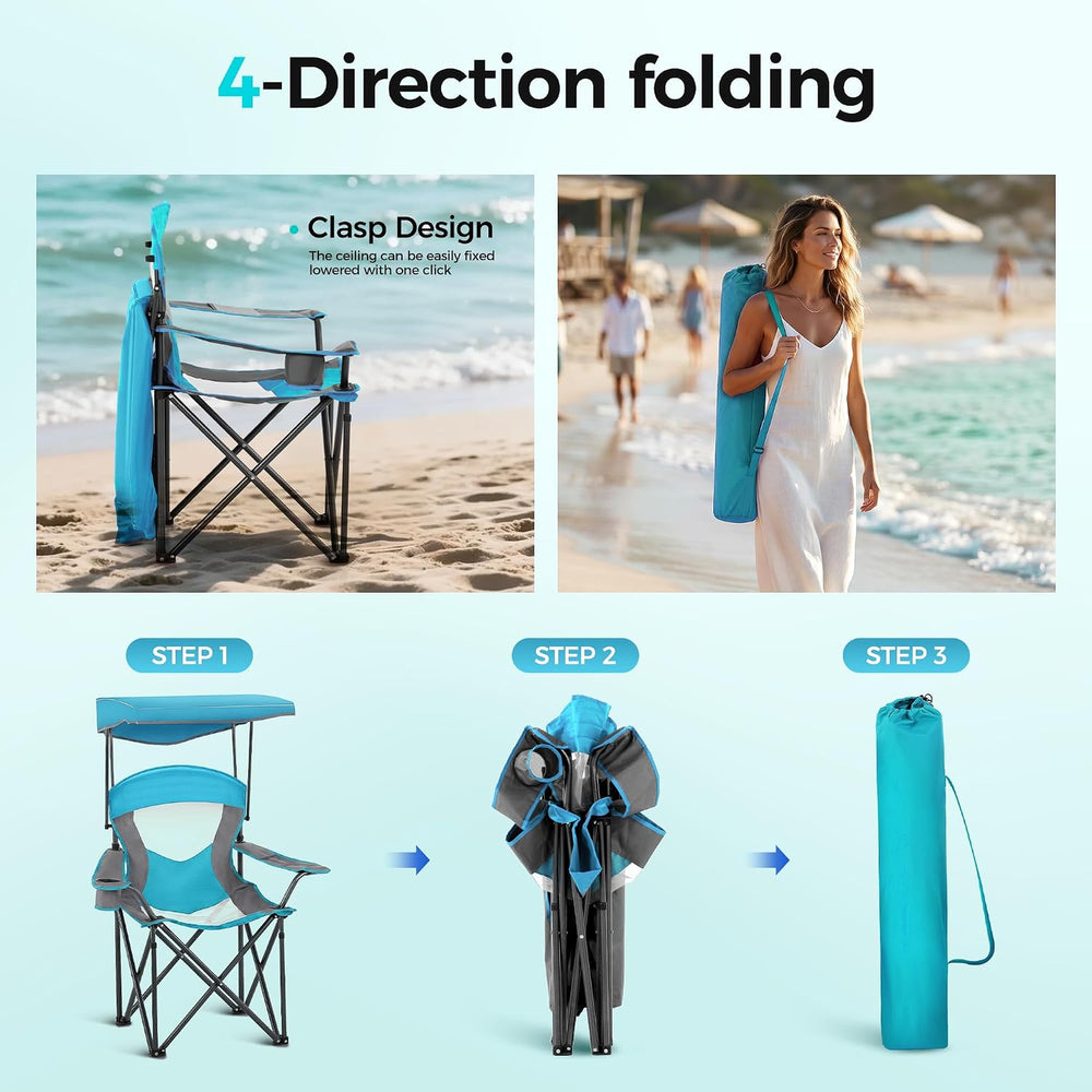ALPHA CAMP Heavy Duty Canopy Camping Chairs with Adjustable Sunshade