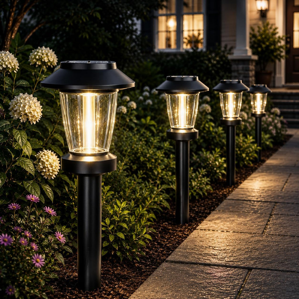 Solar Pathway Lights Outdoor, 10 Pack Warm White Tungsten Filament Solar Ligh...