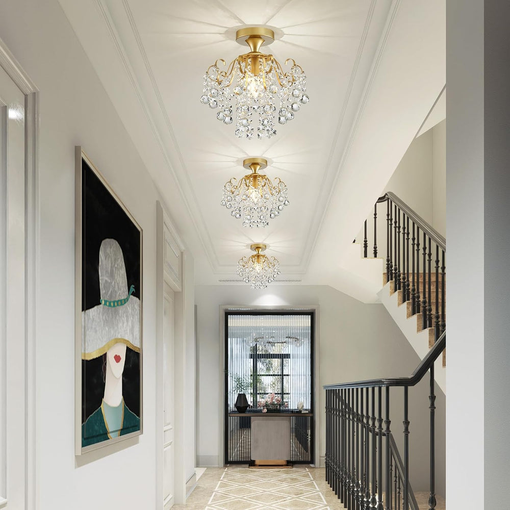 WUZUPS Crystal Chandelier Flushmount Ceiling Light Modern Lighting Fixture fo...
