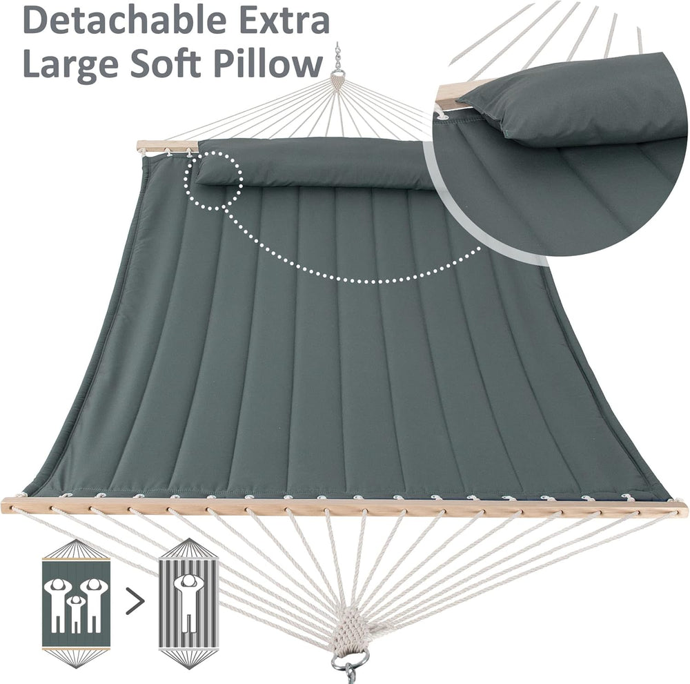 SUNCREAT Hammocks for Outside with Stand, Hammock Cover, Extra Large Double H...