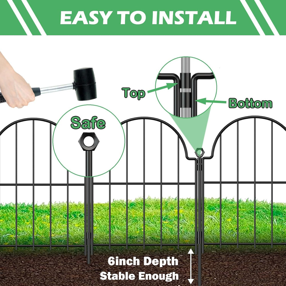 30 Pack Decorative Garden Fence, 17in (H) x 32ft (L), with Ground Stake