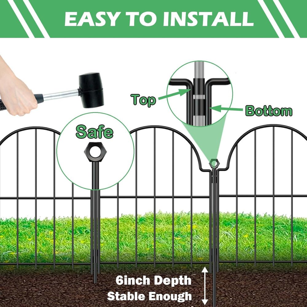 Blingluck Decorative Garden Fence, 17in(H) x 27.5ft(L), with Ground Stake
