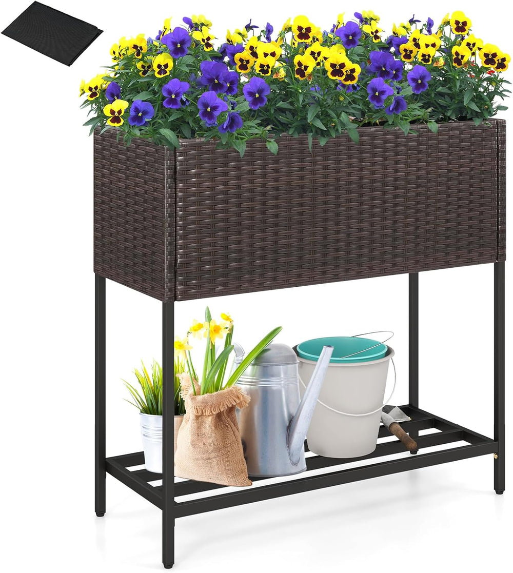 Giantex Raised Garden Bed with Legs, 28" x12" Rattan Elevated Plant...