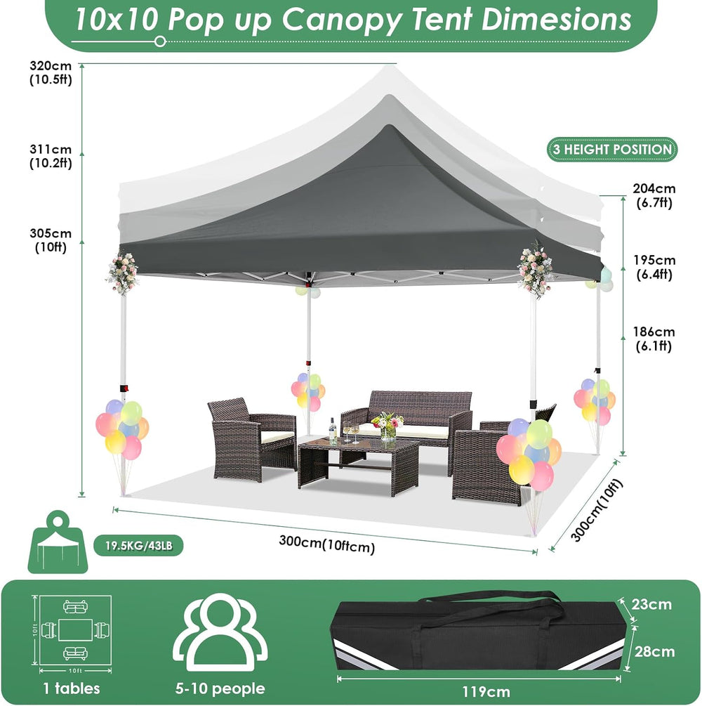COBIZI 10x10 Pop Up Canopy Tent with Sidewalls, Waterproof Commercial Outdoor...