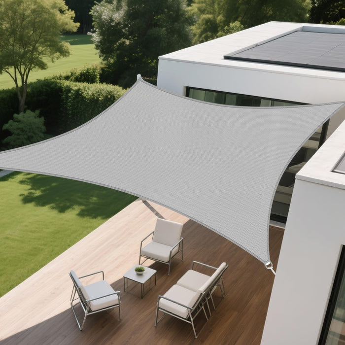 Rectangle Shade Sail 16' x 20' Canopy to Block Sunlight for Outdoor Patio Garden Patio Deck Pergola (Light Gray)
