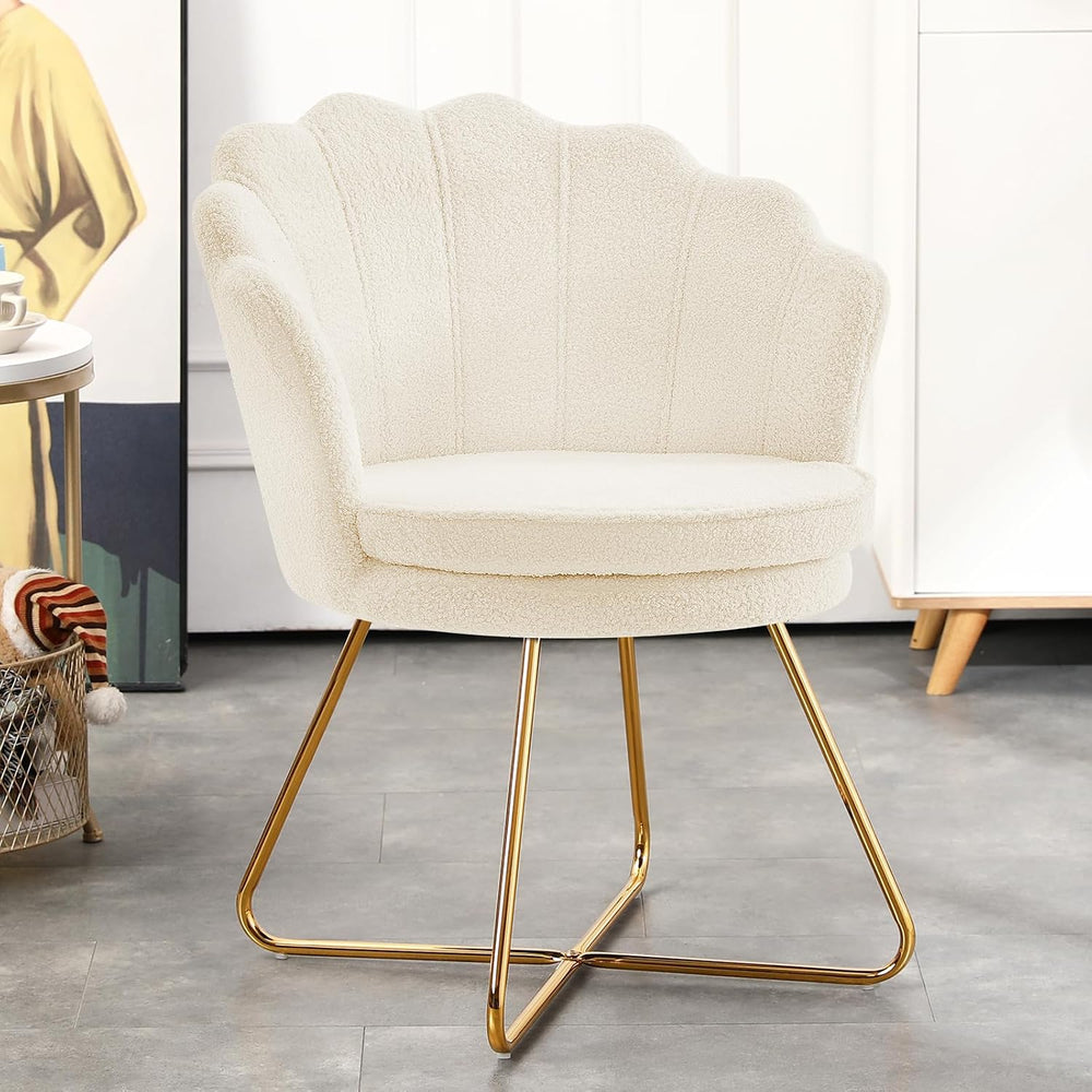 Furnimart Vanity Chair with Back, Shell Accent Chair for Living Room, Criss C...