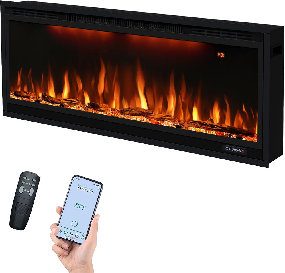 42 inch Smart Electric Fireplace WiFi-Enabled, Recessed &Wall Mounted Fir...