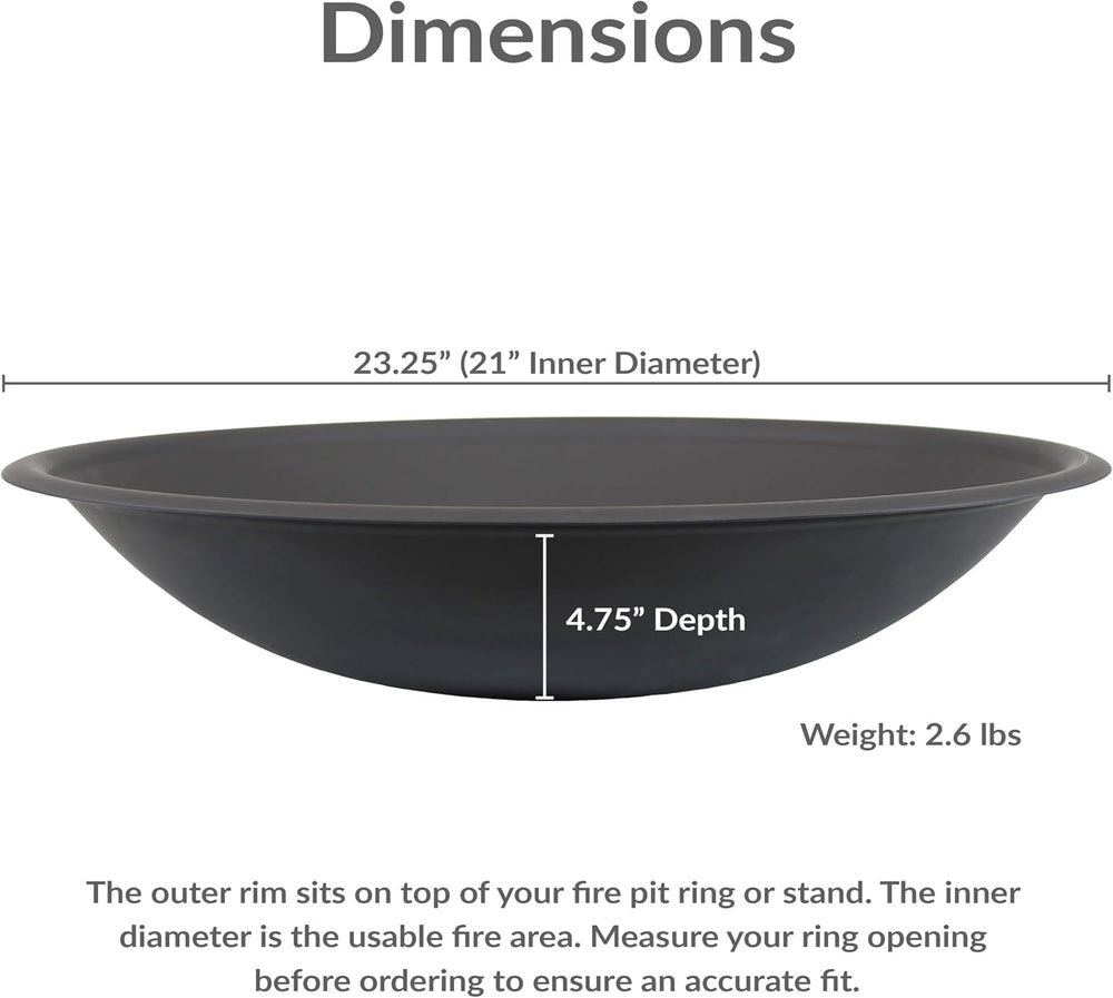 Sunnydaze Outdoor Fire Pit Bowl Replacement Insert, Round, Steel, Black