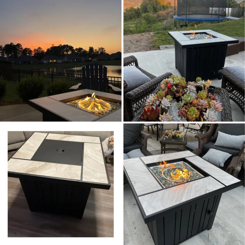 OutVue 30 Inch Propane Fire Pit Table with Real Ceramic Tabletop