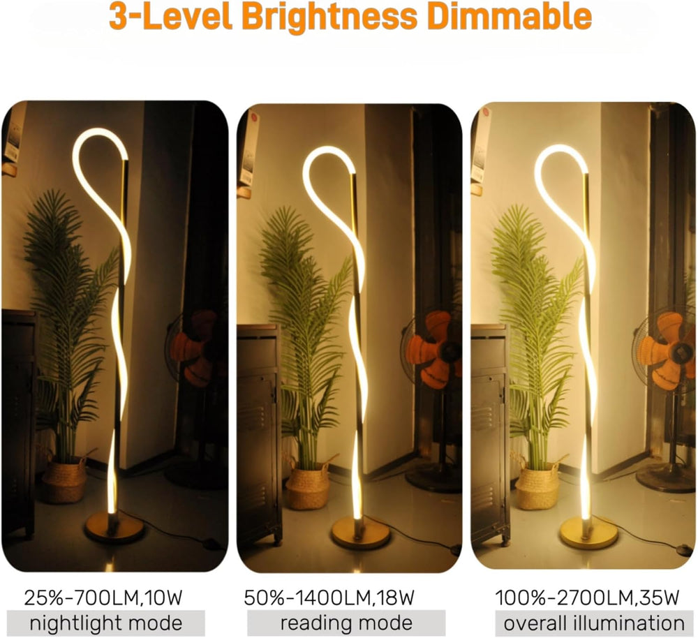 Modern LED Gold Floor Lamp, 3-Level Dimmable Flexible DIY Modeling Tall Stand...