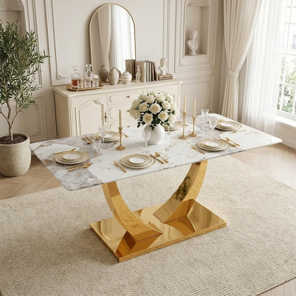63” Glass Dining Table, Dining Table for 6, Modern Kitchen Table
