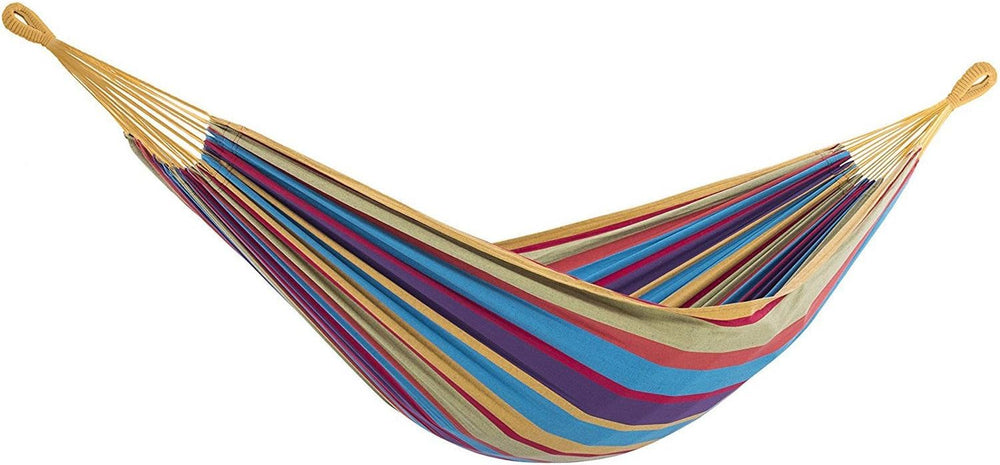Vivere Brazilian Style Double Outdoor Cotton Hammock with Carry Bag, Cayo Reef