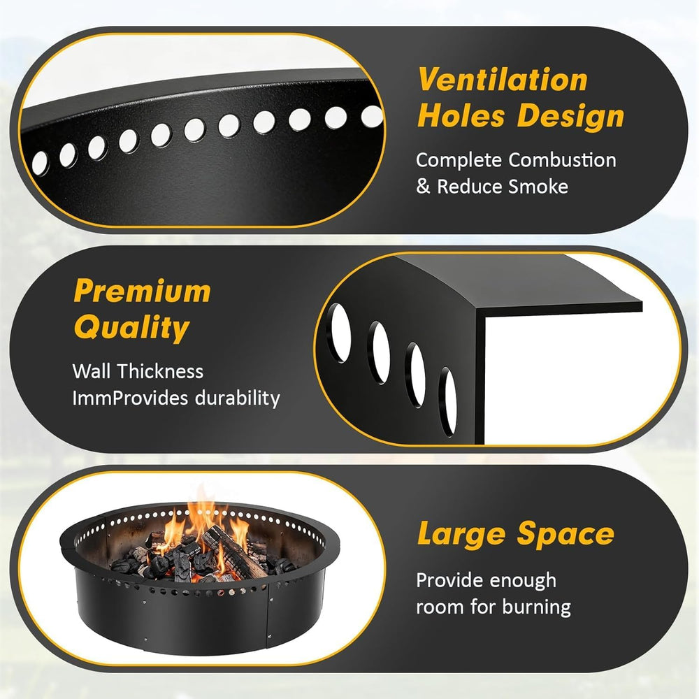 Smokeless Fire Pit Ring, 32 inch Outer/28 inch Inner Outside Fire Pit, Heavy ...