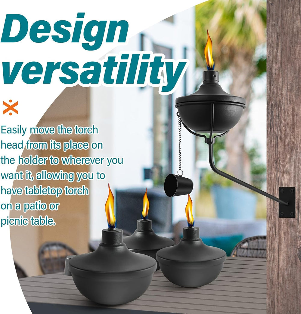 Wall Mounted Citronella Torches Set of 6, 24 oz Garden Torches for Outside, R...