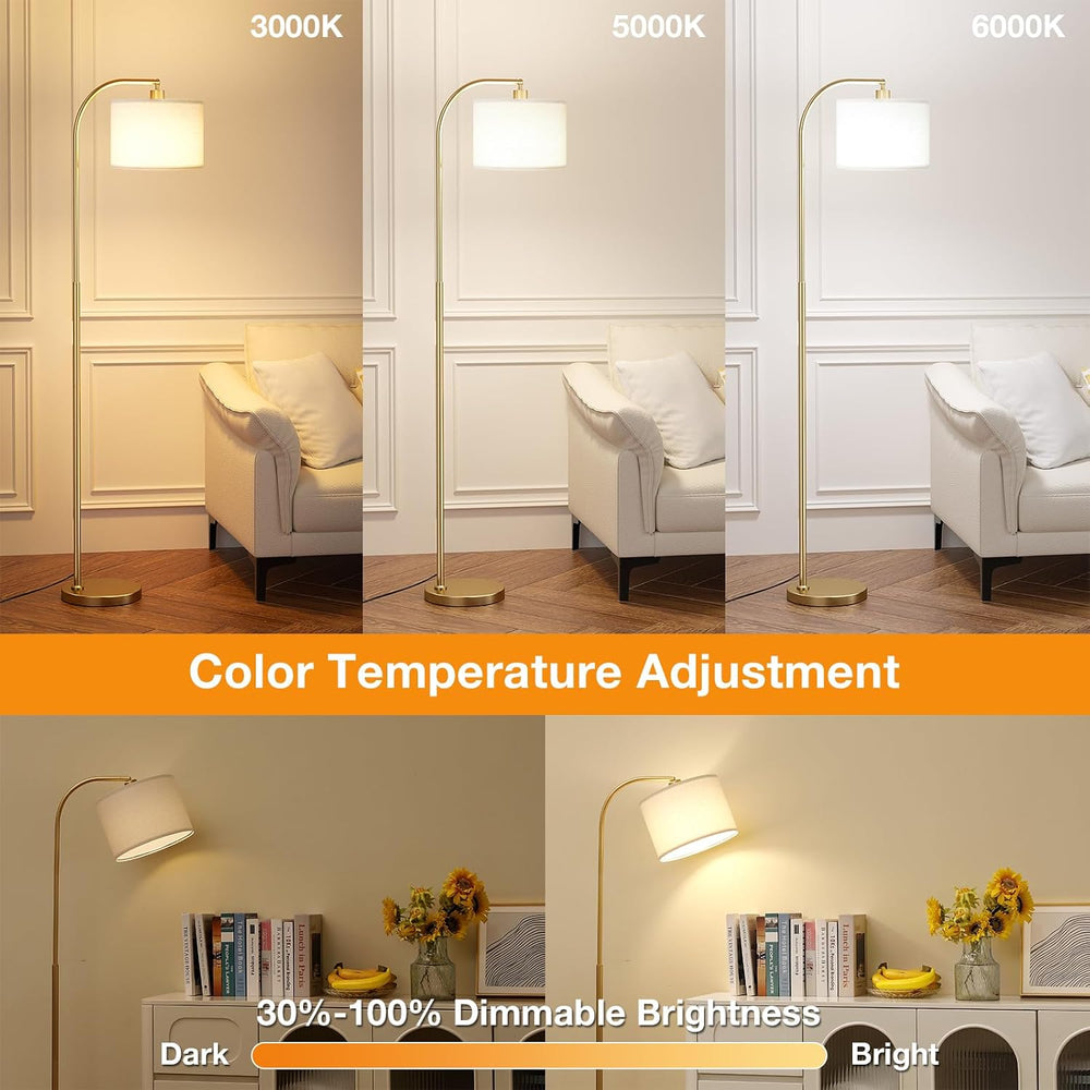 Ambimall Arc Floor Lamp with Remote and Stepless Dimmable Bulb, Colors Temper...