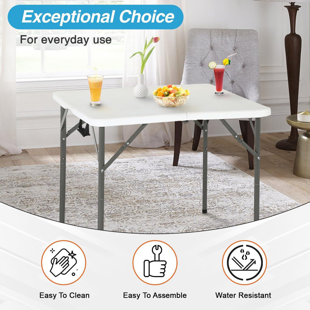 FDW | 34" Folding Table | White | Portable Plastic Table