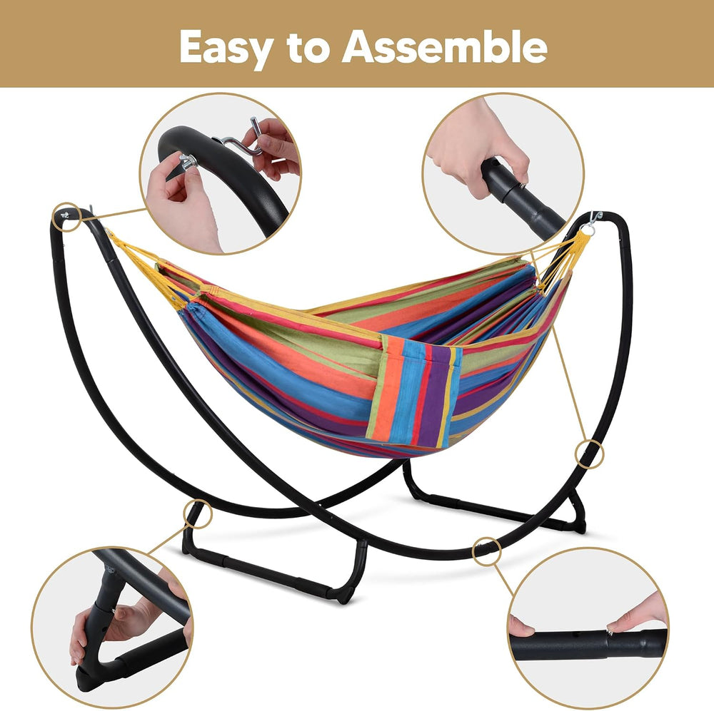 SUNCREAT Portable Space Saving Hammock with Stand, Two Person Hammock with St...