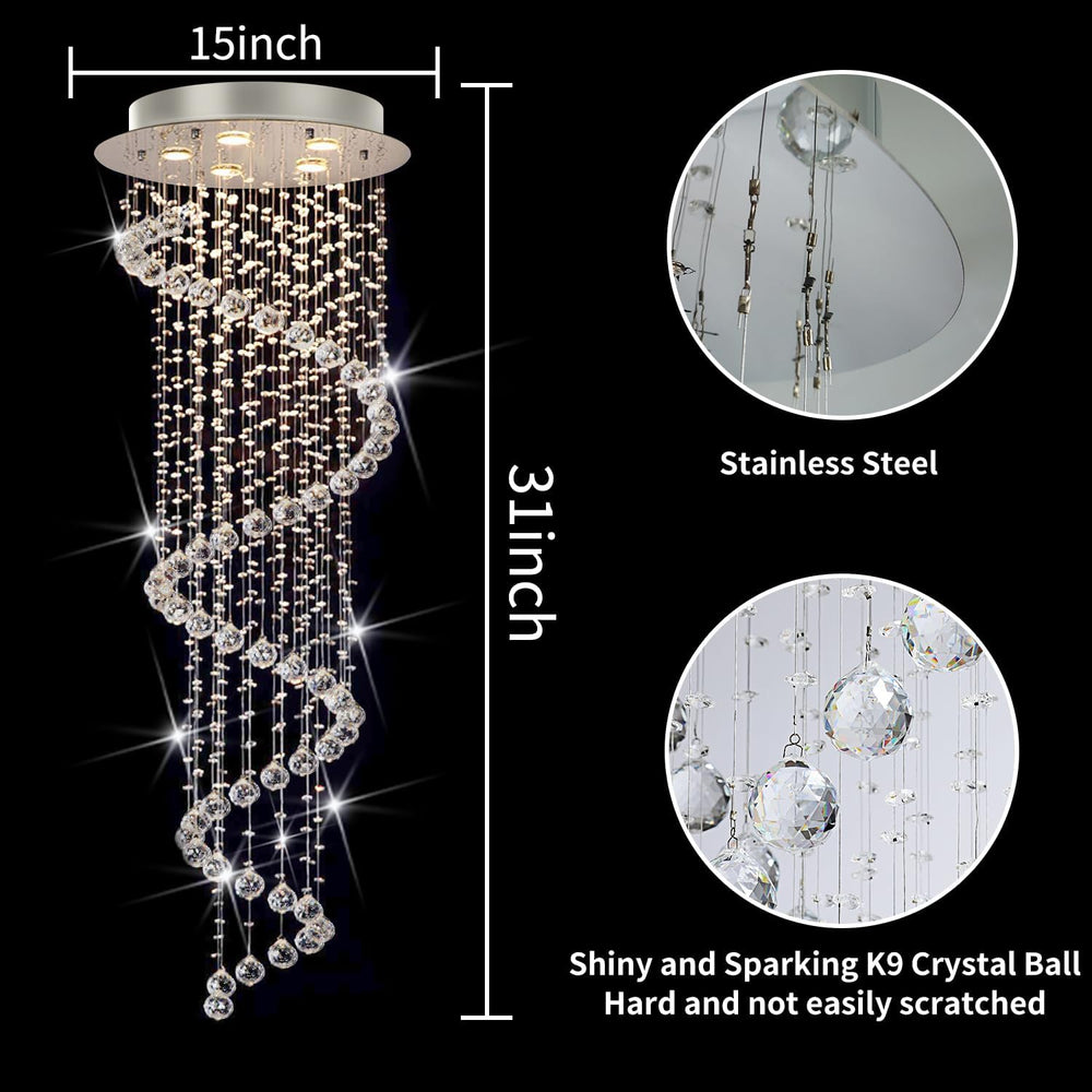 Elegance Spiral Chandelier for Dining Area, Modern Swirl Raindrop Chandelier ...