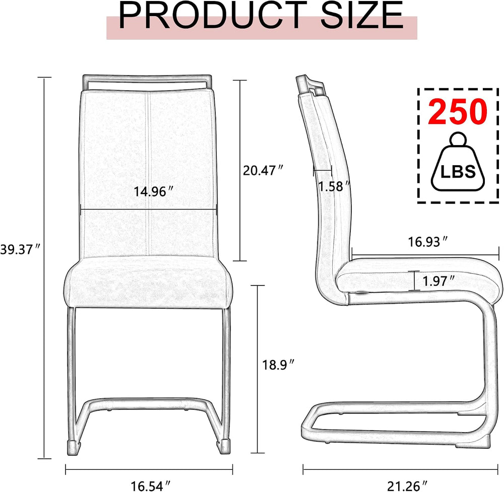 AZmac Modern Leather Dining Chairs Set of 2, Dining Room Chairs Set of 2