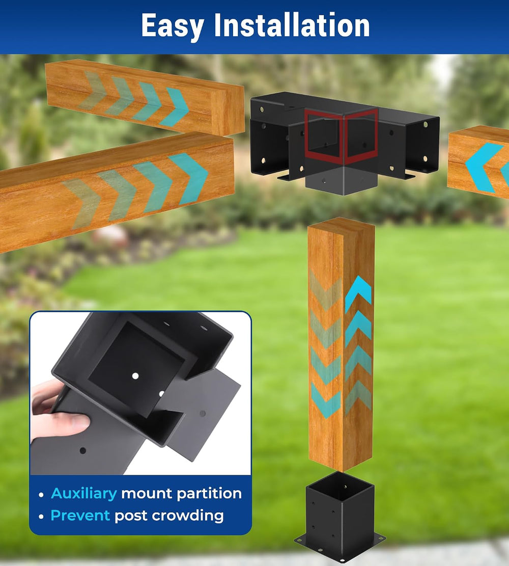 Pergola Brackets 4x4 for 6-Leg Advanced with Beam, 3 Way (4PCS) & 4 Way (...