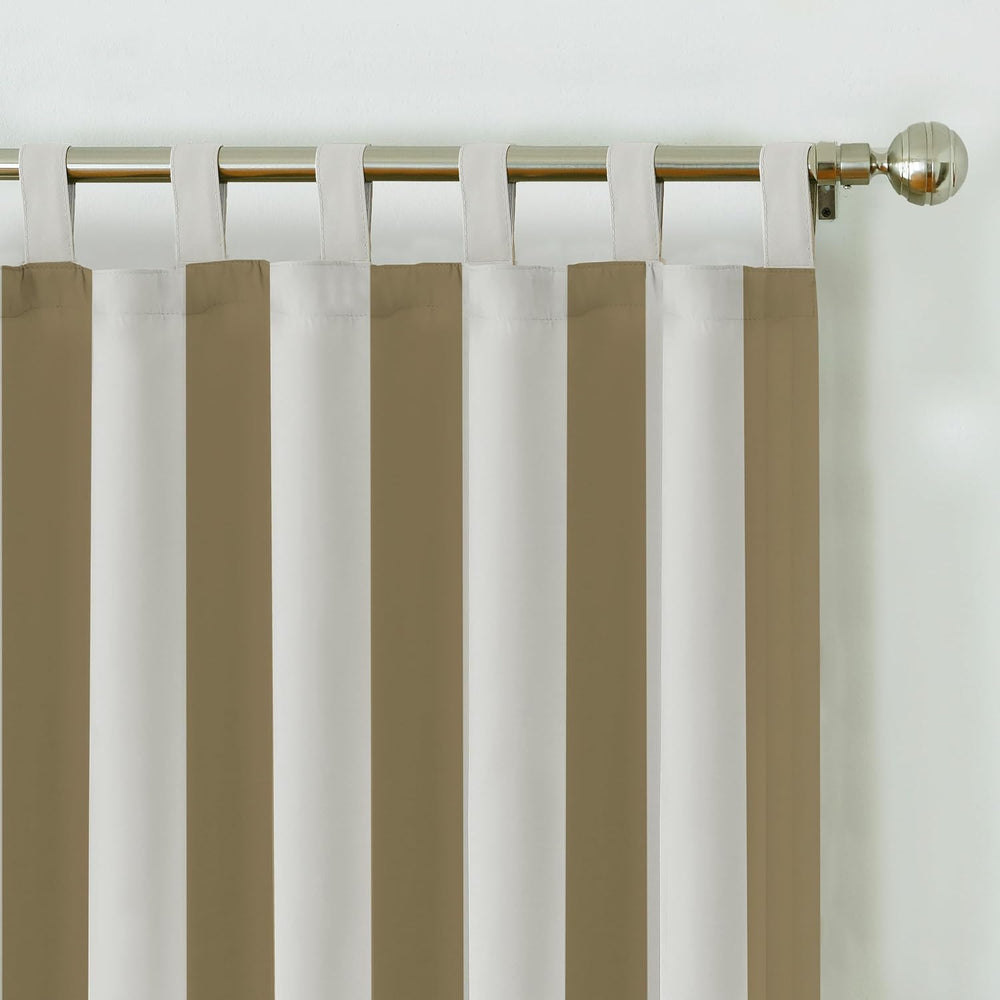 Highland Stripe Indoor/Outdoor Window Curtain, Natural - 50" W x 108&quo...