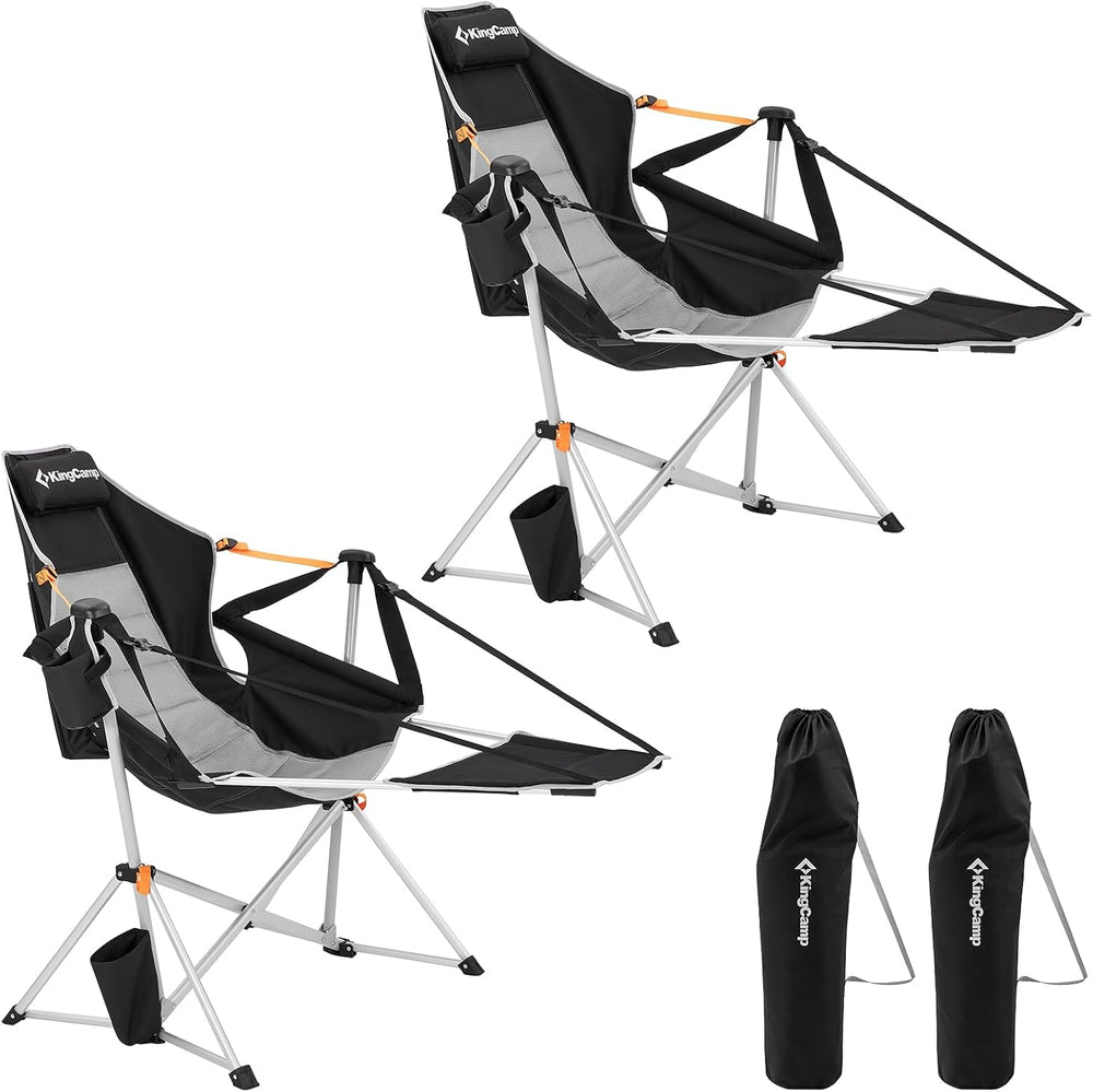 KingCamp 2 Pack Hammock Chairs with Footrest, Heavy Duty Swing Chair 400lbs