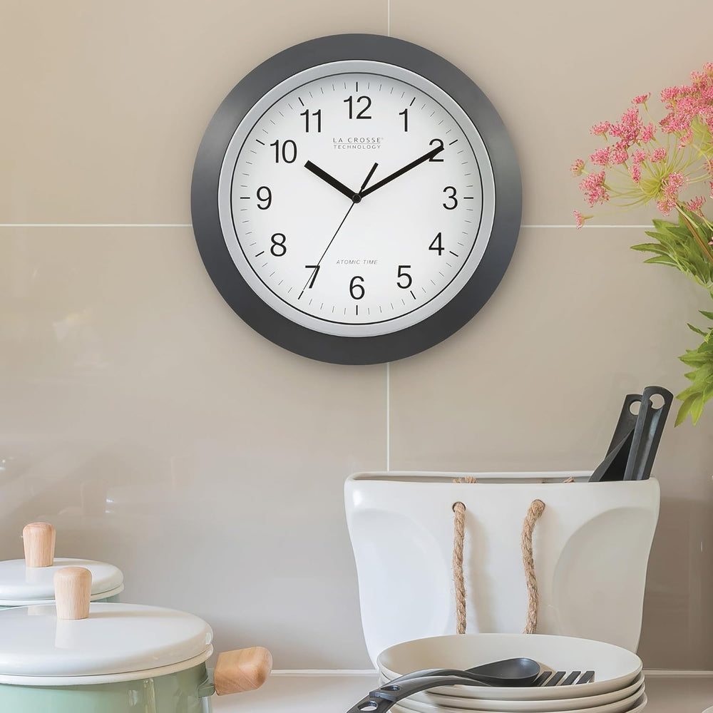 La Crosse Technology WT-3129B 12 Inch Atomic Analog Wall Clock, Pack of 1, Black