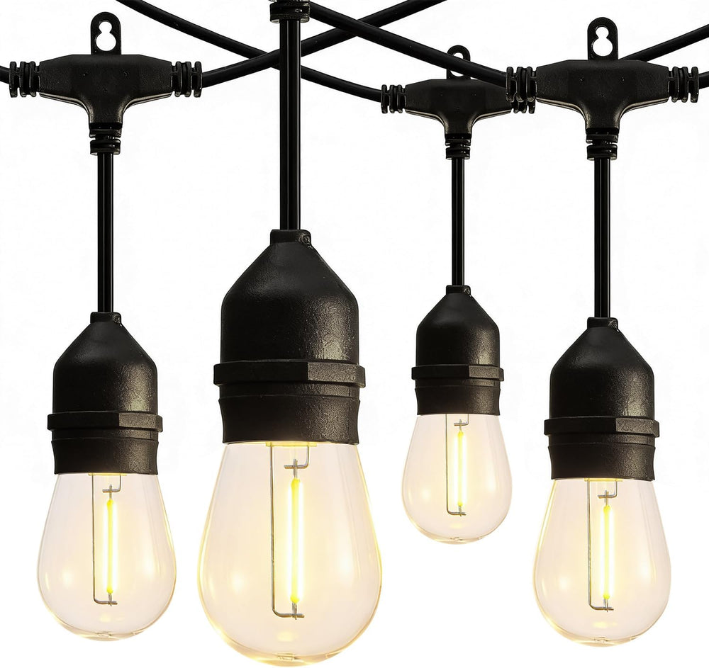 Banord 50FT Outdoor String Lights, S14 Waterproof Patio Lighting, Black